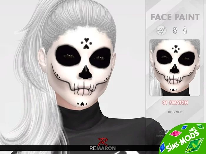 Макияж Halloween Skull Face Paint 01