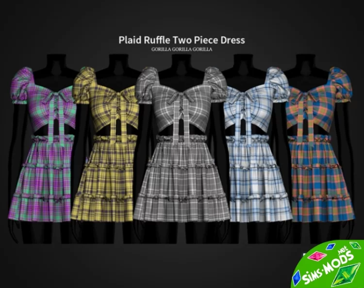 Платье-двойка Plaid Ruffle Two Piece Dress