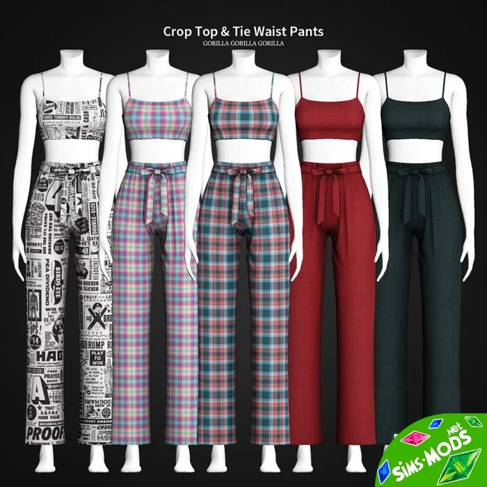 Костюм Crop Top & Tie Waist Pants