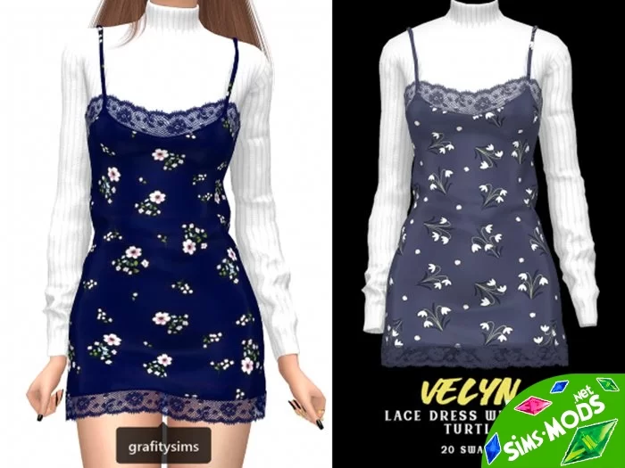 Платье Velyn lace dress with turtleneck top