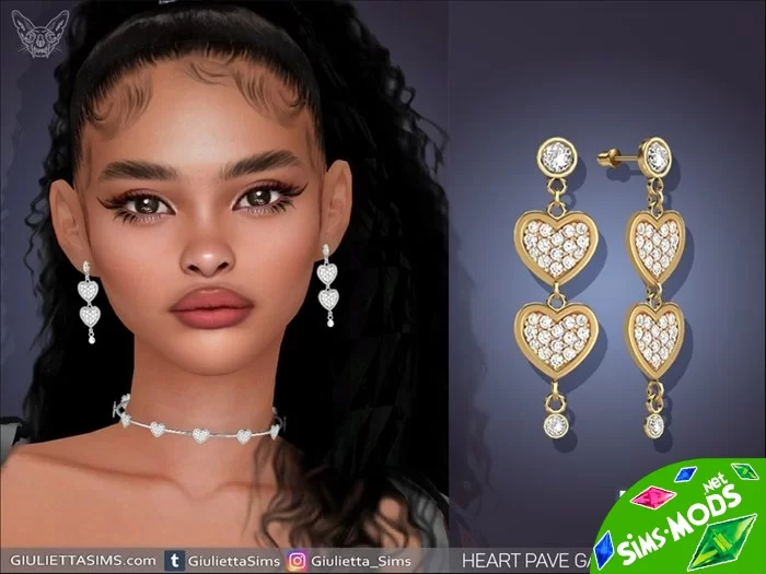 Серьги Heart Pave Garland Earrings