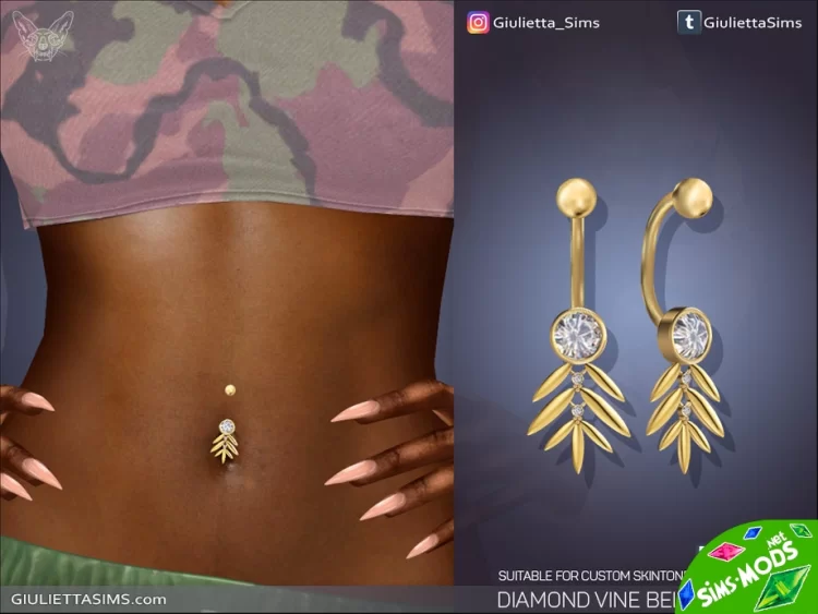 Пирсинг Diamond Vine Belly Piercing