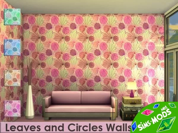 Обои Leaves an Circles Walls от Pinkfizzzzz