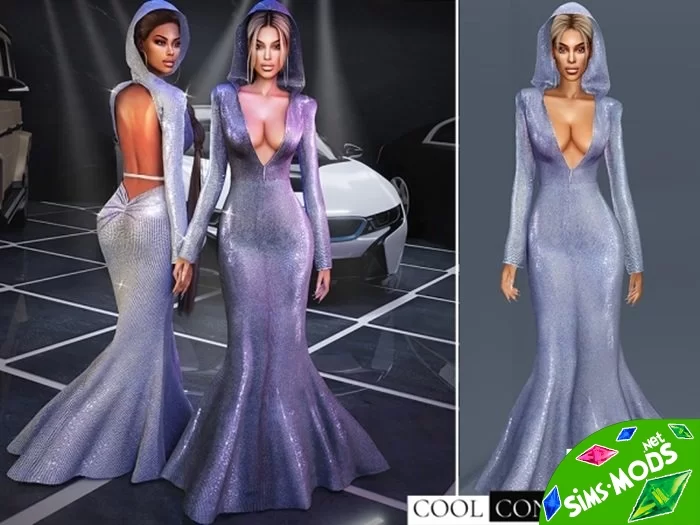 Платье Hooded Sequin Gown