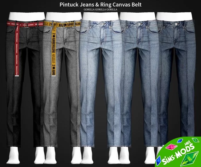 Джинсы Pintuck Jeans & Ring Canvas Belt